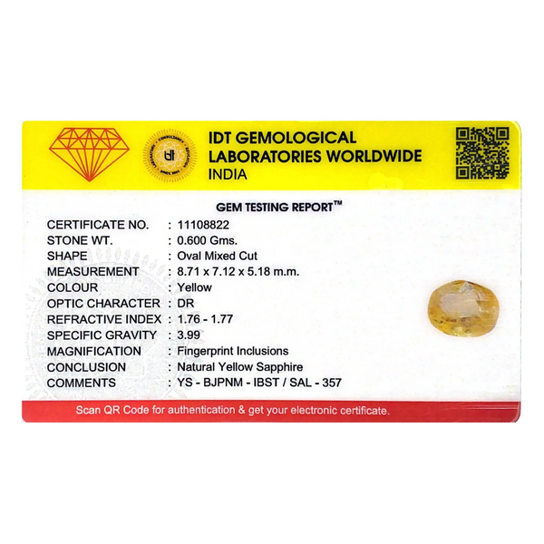 Yellow Sapphire - 3 Carat