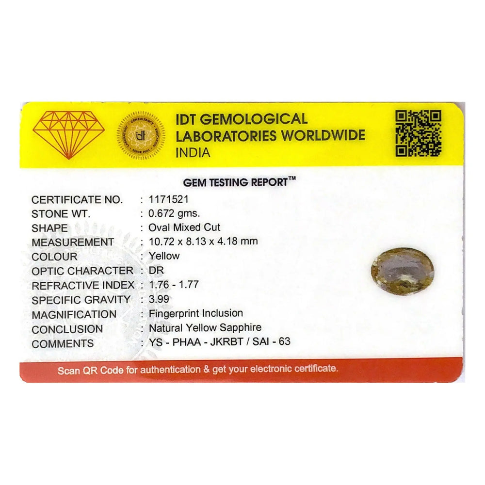Yellow Sapphire - 3.36 Carat - Pramogh