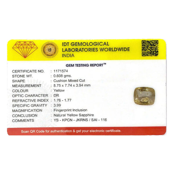 Yellow Sapphire - 3.04 Carat - Pramogh