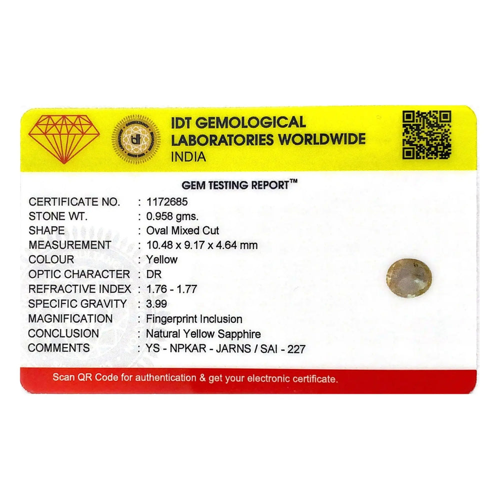 Yellow Sapphire - 4.79 Carat - Pramogh