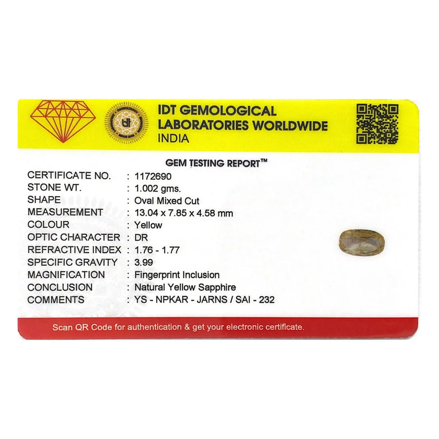 Yellow Sapphire - 5.01 Carat - Pramogh