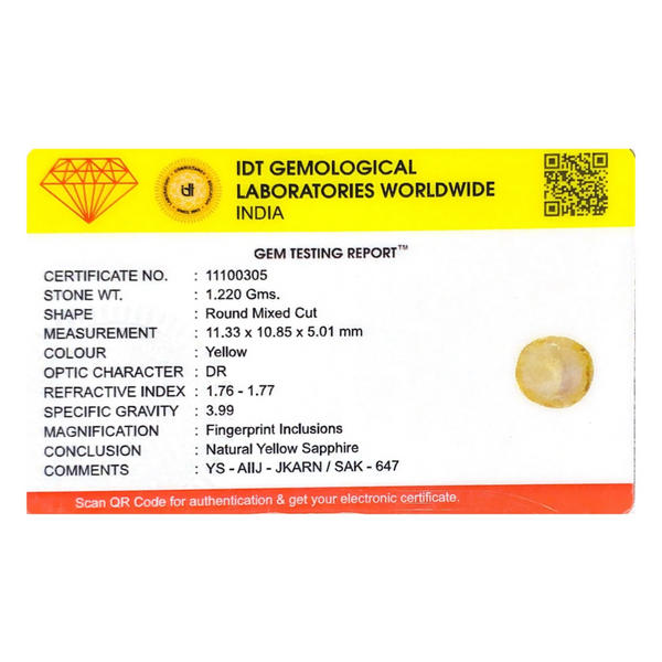 Yellow Sapphire - 6.1 Carat