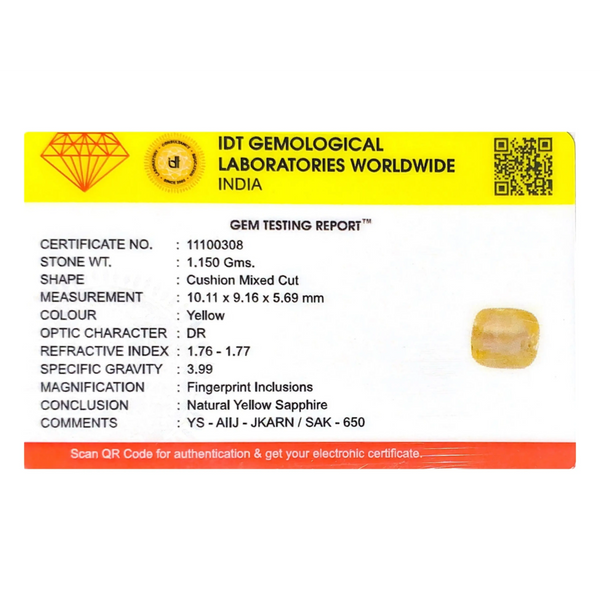 Yellow Sapphire - 5.75 Carat