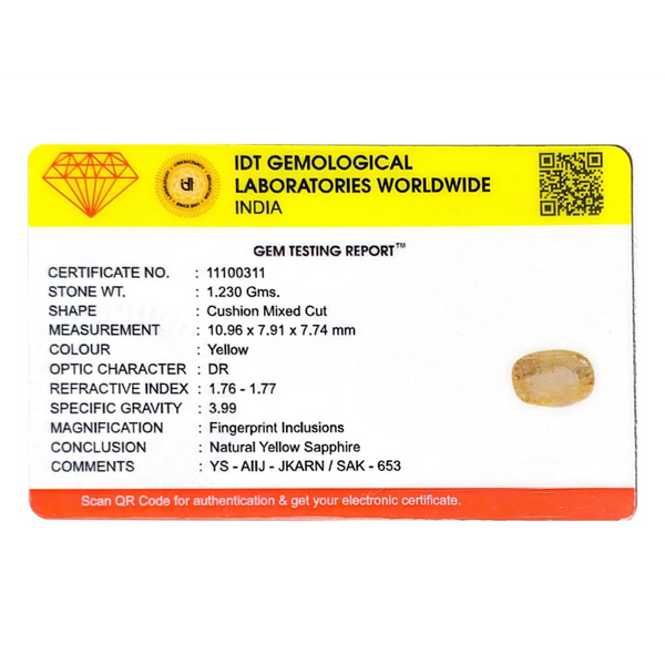 Yellow Sapphire - 6.15 Carat