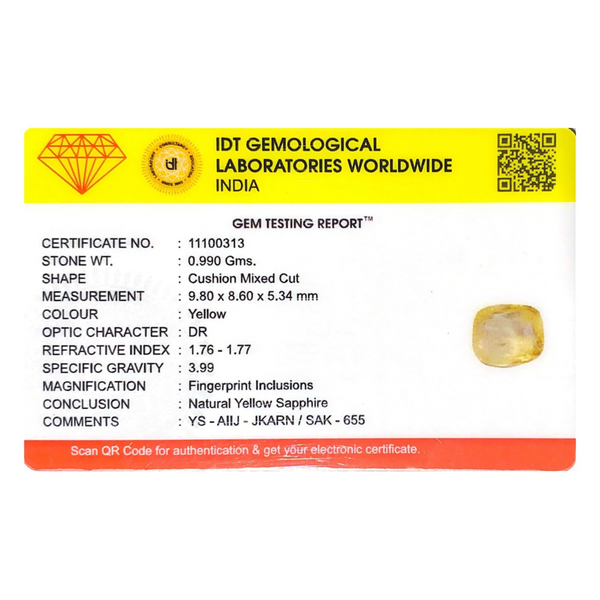 Yellow Sapphire - 4.95 Carat