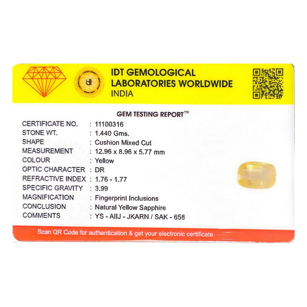 Yellow Sapphire - 7.2 Carat