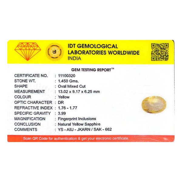 Yellow Sapphire - 7.25 Carat