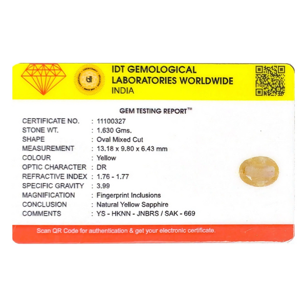 Yellow Sapphire - 8.15 Carat