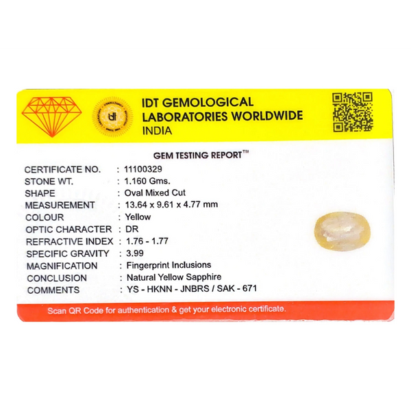 Yellow Sapphire - 5.8 Carat