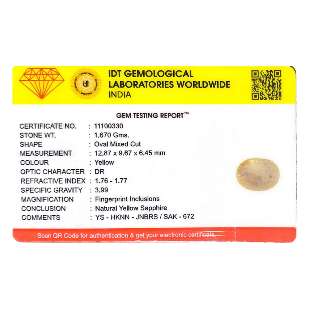 Yellow Sapphire - 8.35 Carat