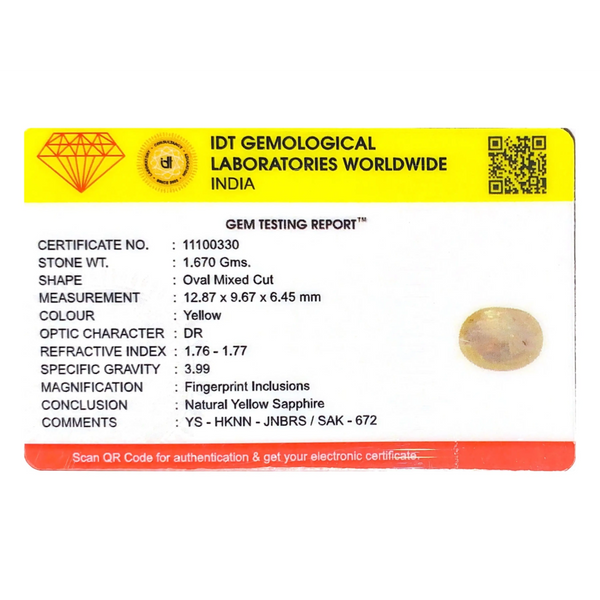 Yellow Sapphire - 8.35 Carat