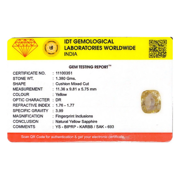 Yellow Sapphire - 6.9 Carat