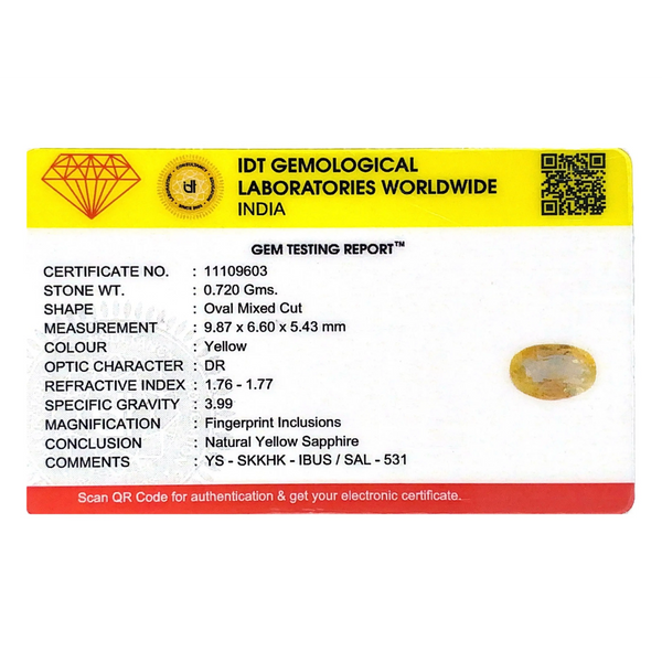 Yellow Sapphire - 3.6 Carat