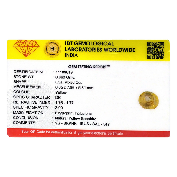 Yellow Sapphire - 3.05 Carat