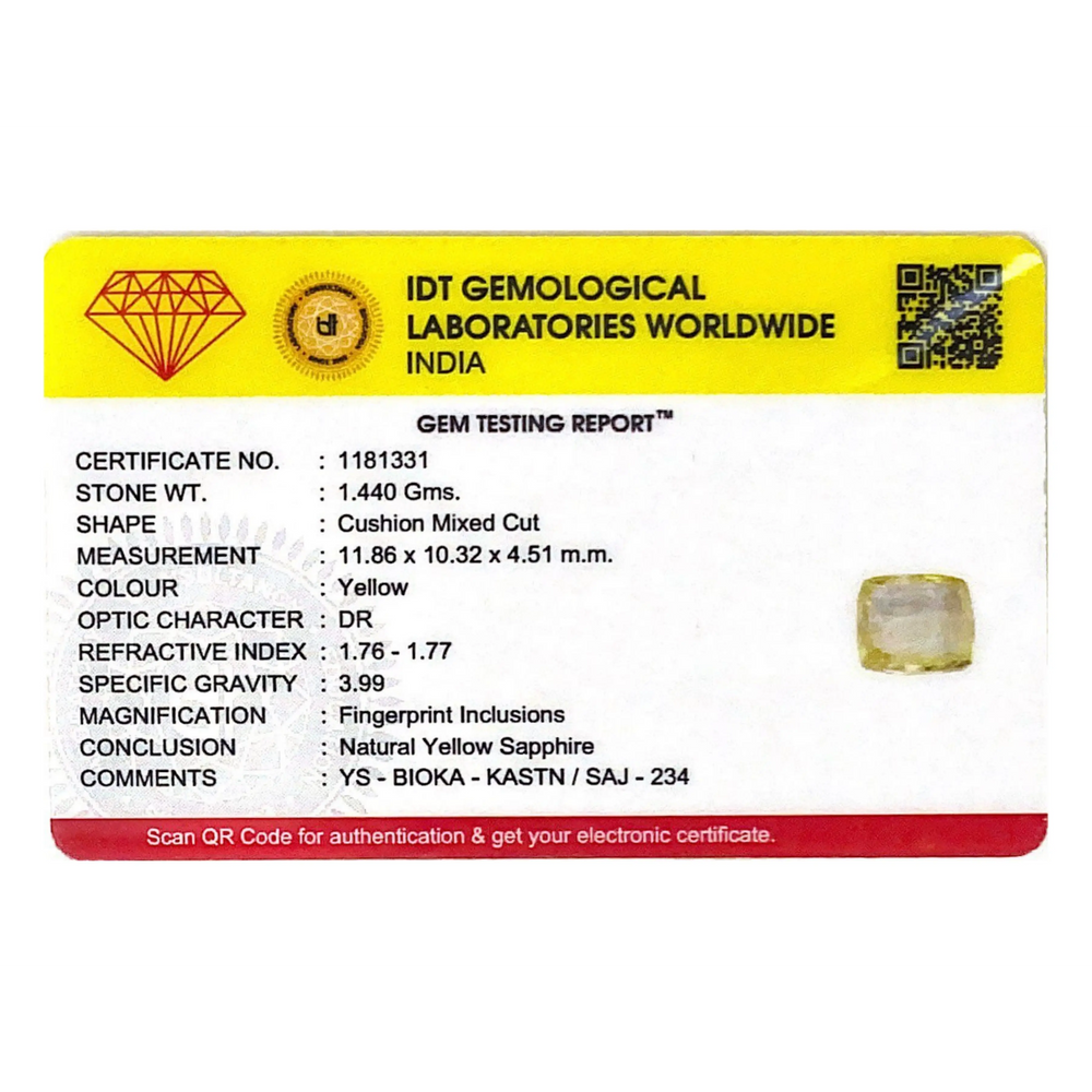 Yellow Sapphire - 7.2 Carat - Pramogh