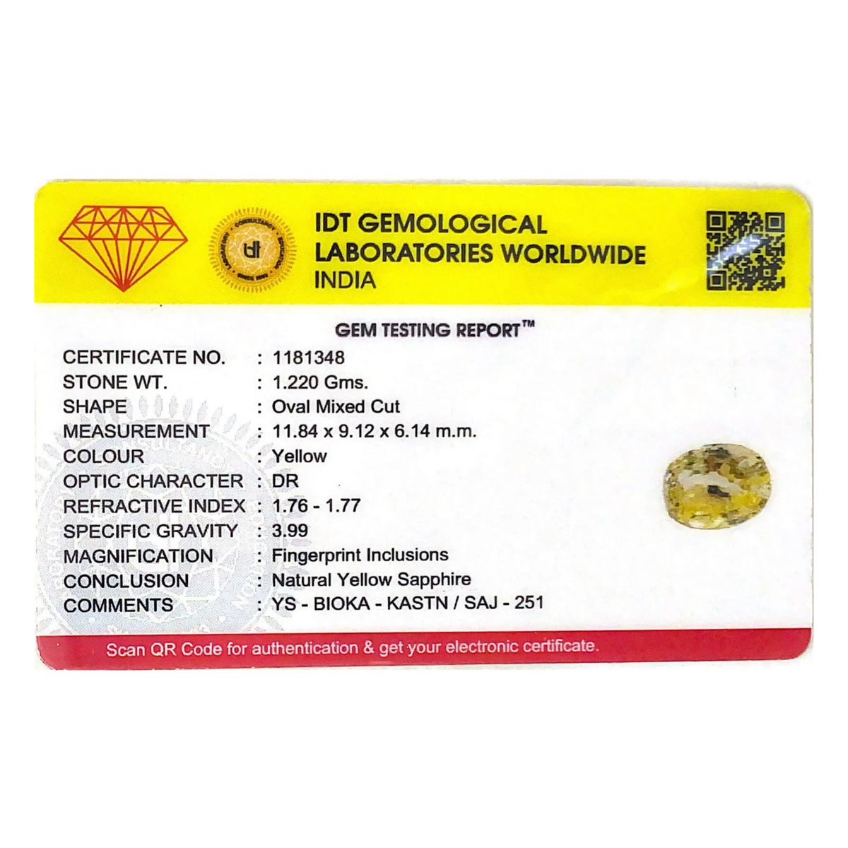 Yellow Sapphire - 6.1 Carat - Pramogh