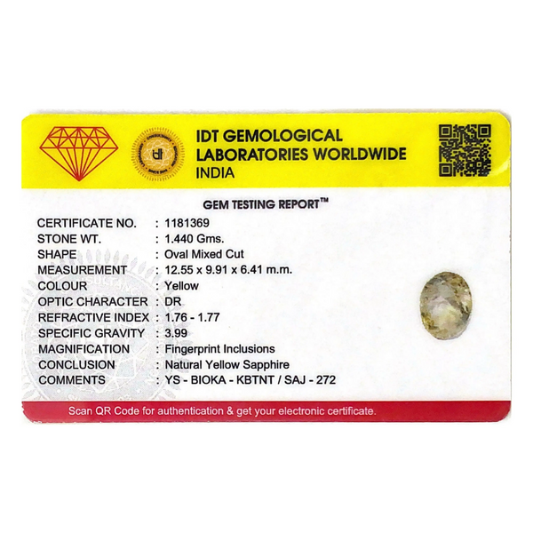 Yellow Sapphire - 7.2 Carat - Pramogh