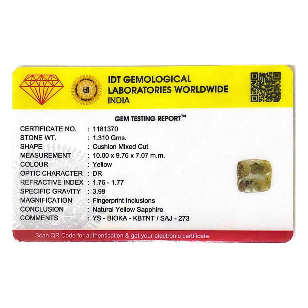 Yellow Sapphire - 6.55 Carat - Pramogh