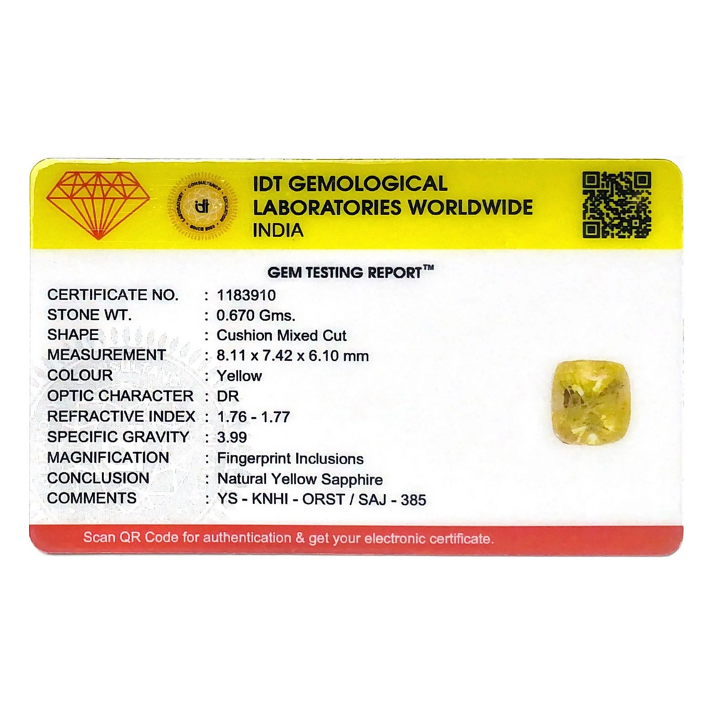 Yellow Sapphire - 3.35 Carat - Pramogh