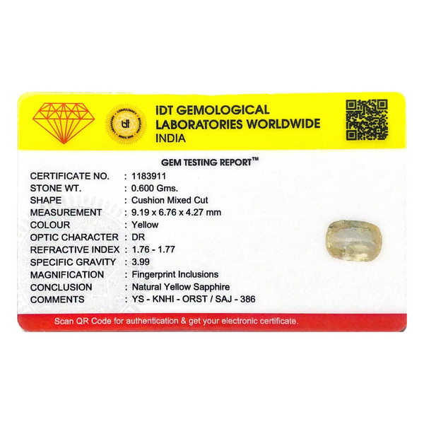 Yellow Sapphire - 3 Carat - Pramogh