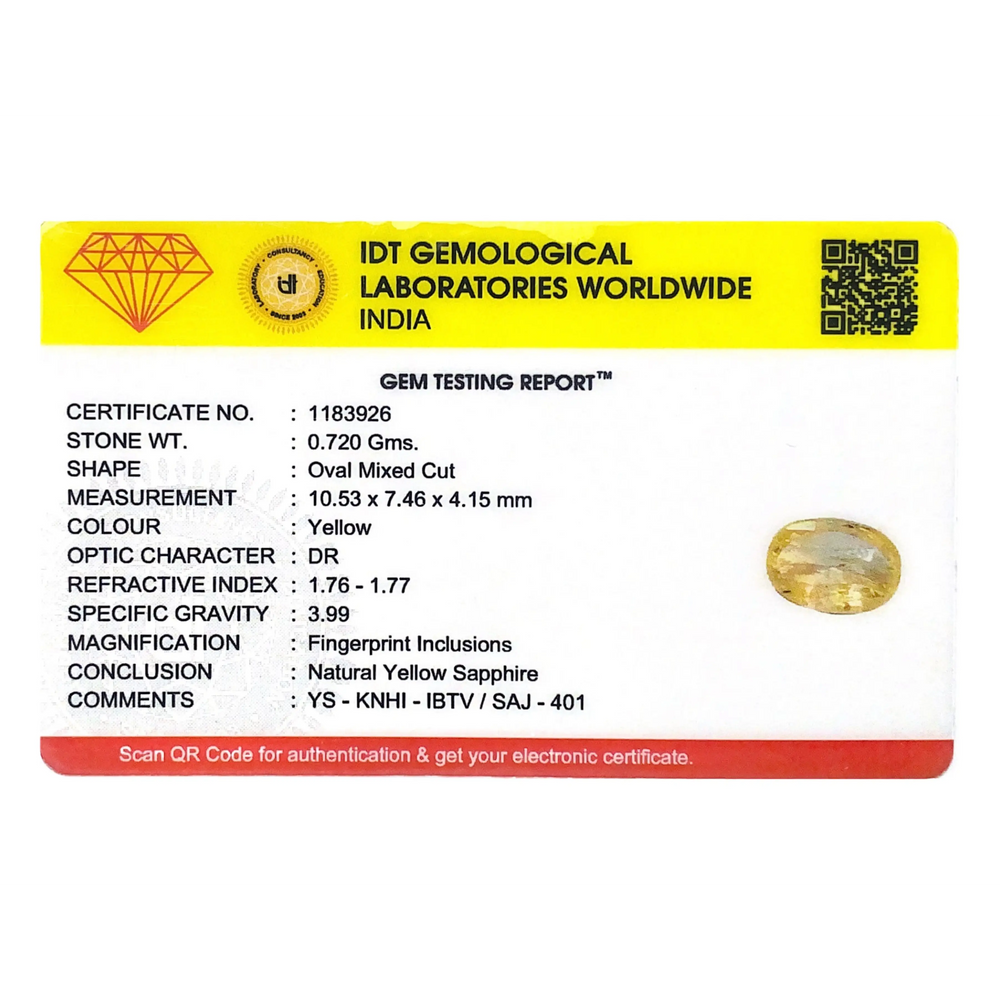 Yellow Sapphire - 3.6 Carat - Pramogh