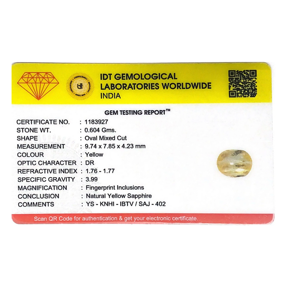 Yellow Sapphire - 3.02 Carat - Pramogh