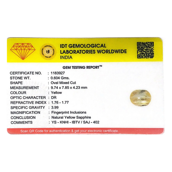 Yellow Sapphire - 3.02 Carat - Pramogh