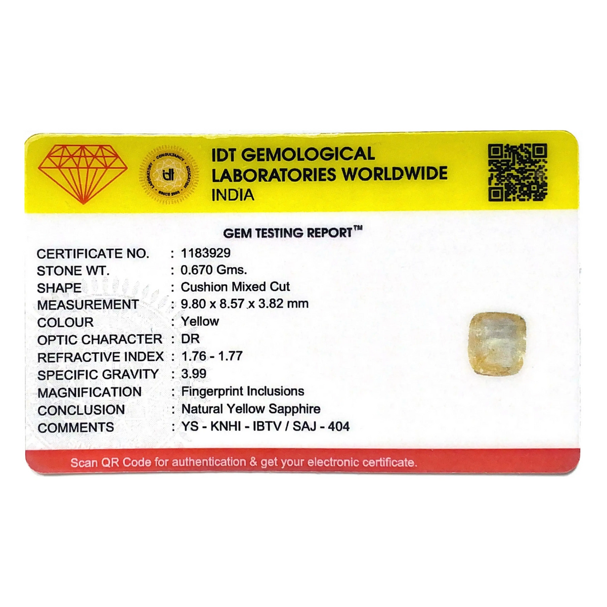 Yellow Sapphire - 3.35 Carat - Pramogh