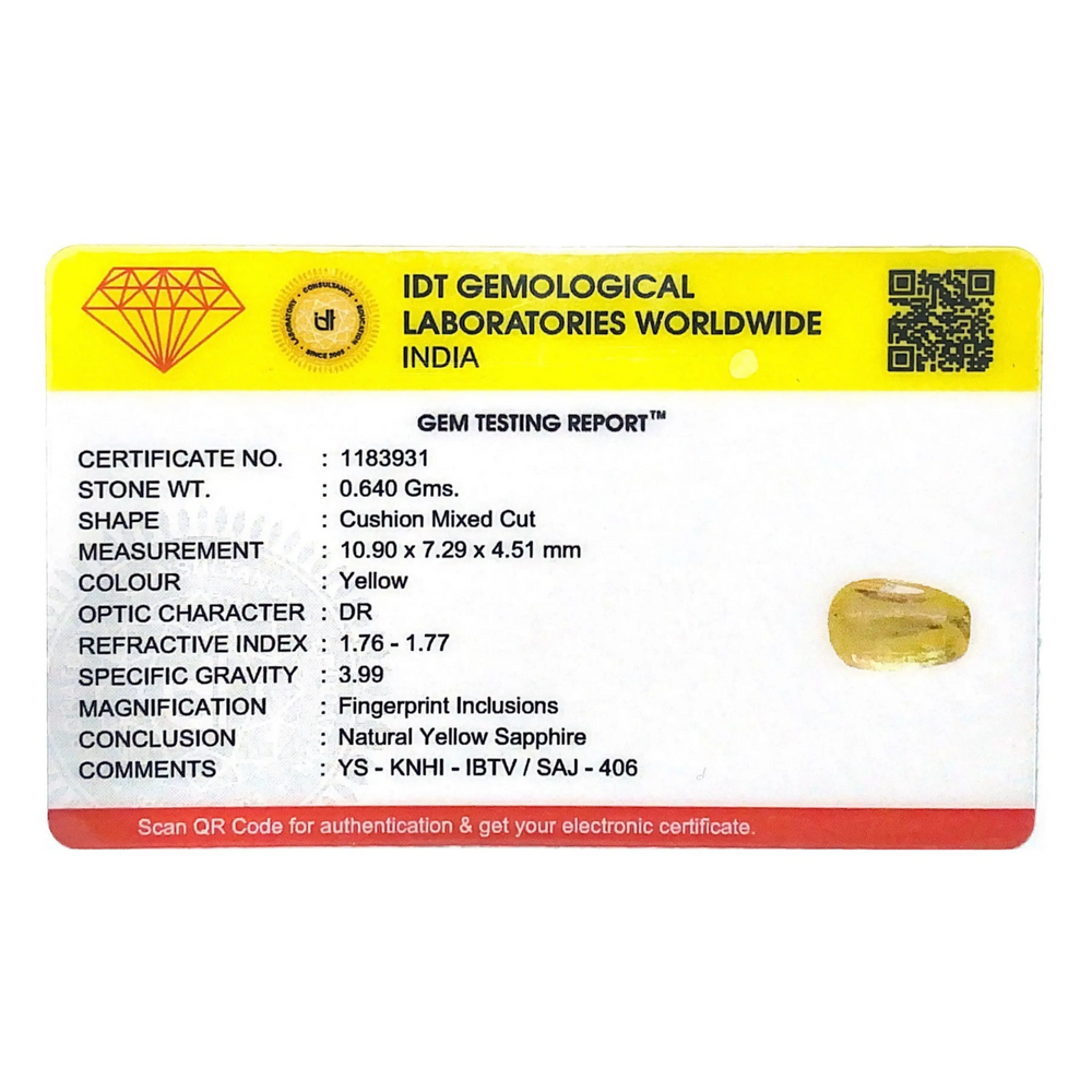 Yellow Sapphire - 3.2 Carat - Pramogh