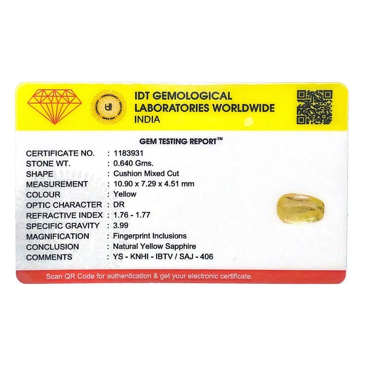 Yellow Sapphire - 3.2 Carat - Pramogh