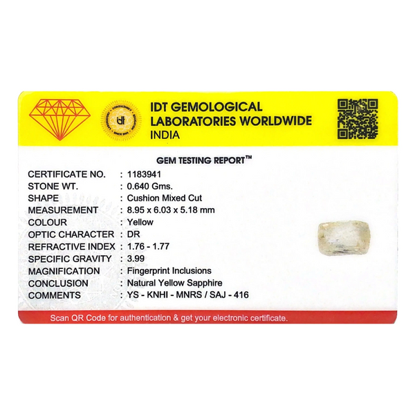 Yellow Sapphire - 3.2 Carat - Pramogh