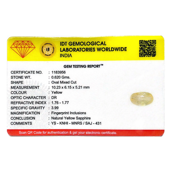 Yellow Sapphire - 3.1 Carat - Pramogh