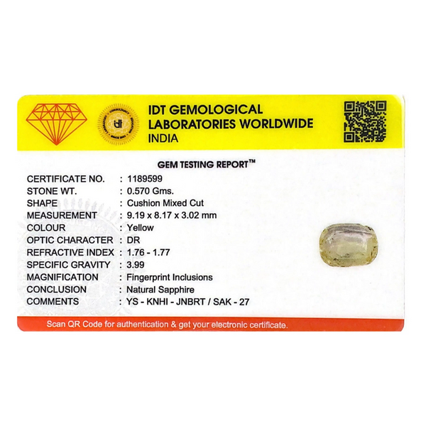 Srilankan Yellow Sapphire Carats Natural and Certified