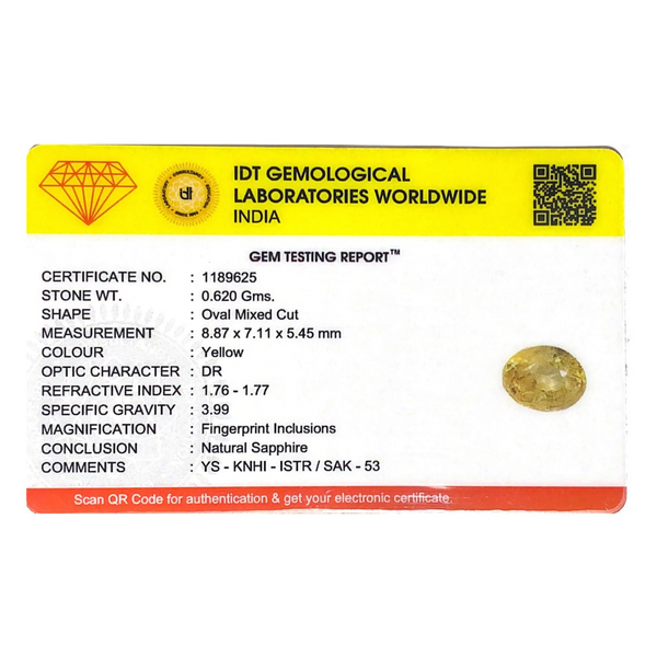 Yellow Sapphire - 3.1 Carat