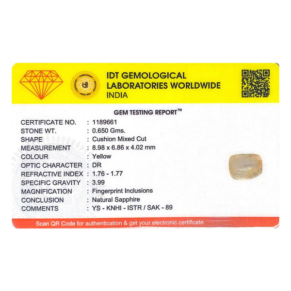 Yellow Sapphire - 3.25 Carat