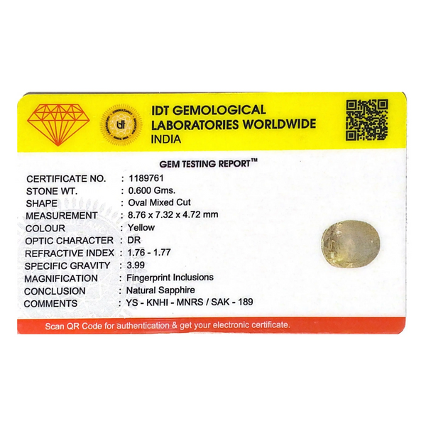 Yellow Sapphire - 3 Carat