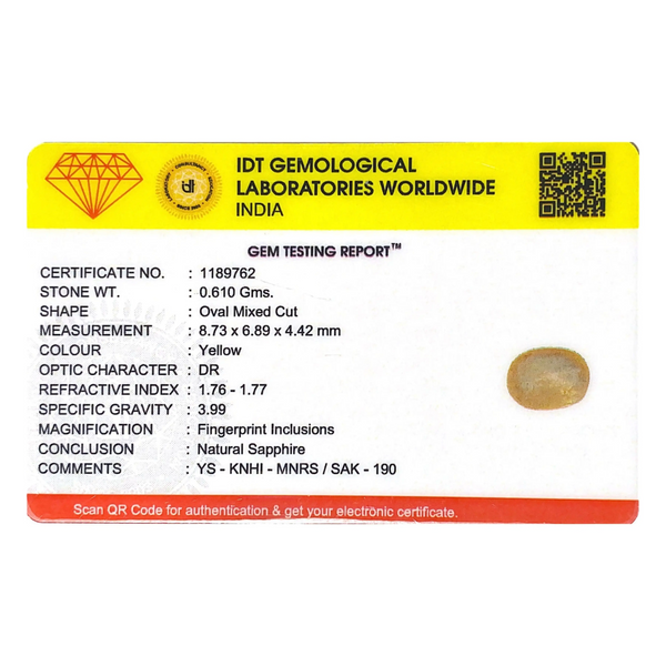 Yellow Sapphire - 3.05 Carat