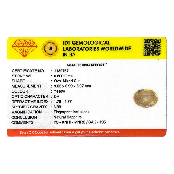 Yellow Sapphire - 3 Carat