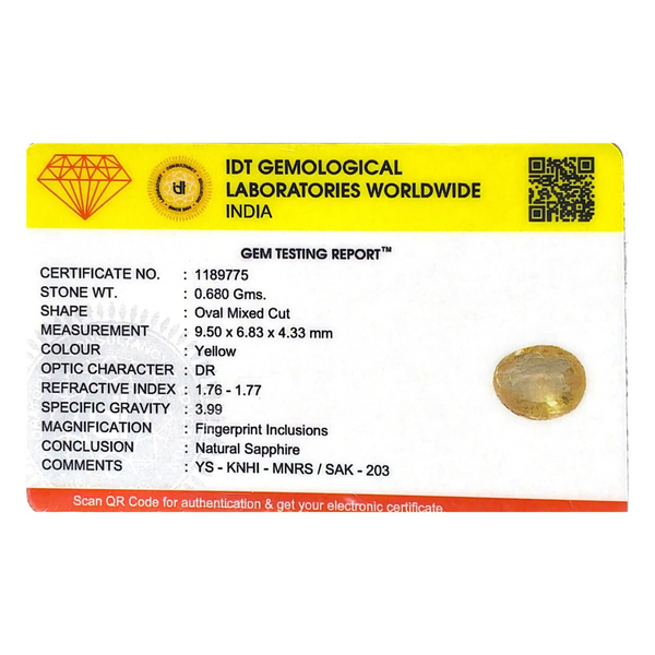 Yellow Sapphire - 3.4 Carat