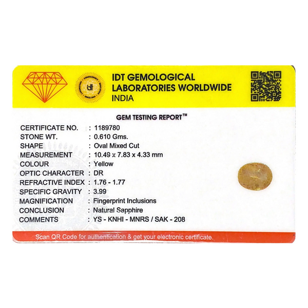 Yellow Sapphire - 3.05 Carat