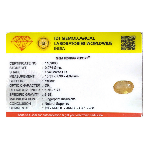 Yellow Sapphire - 4.87 Carat