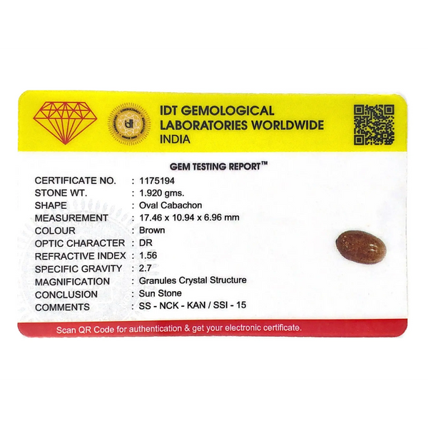 Sun Stone - 9.6 Carat - Pramogh