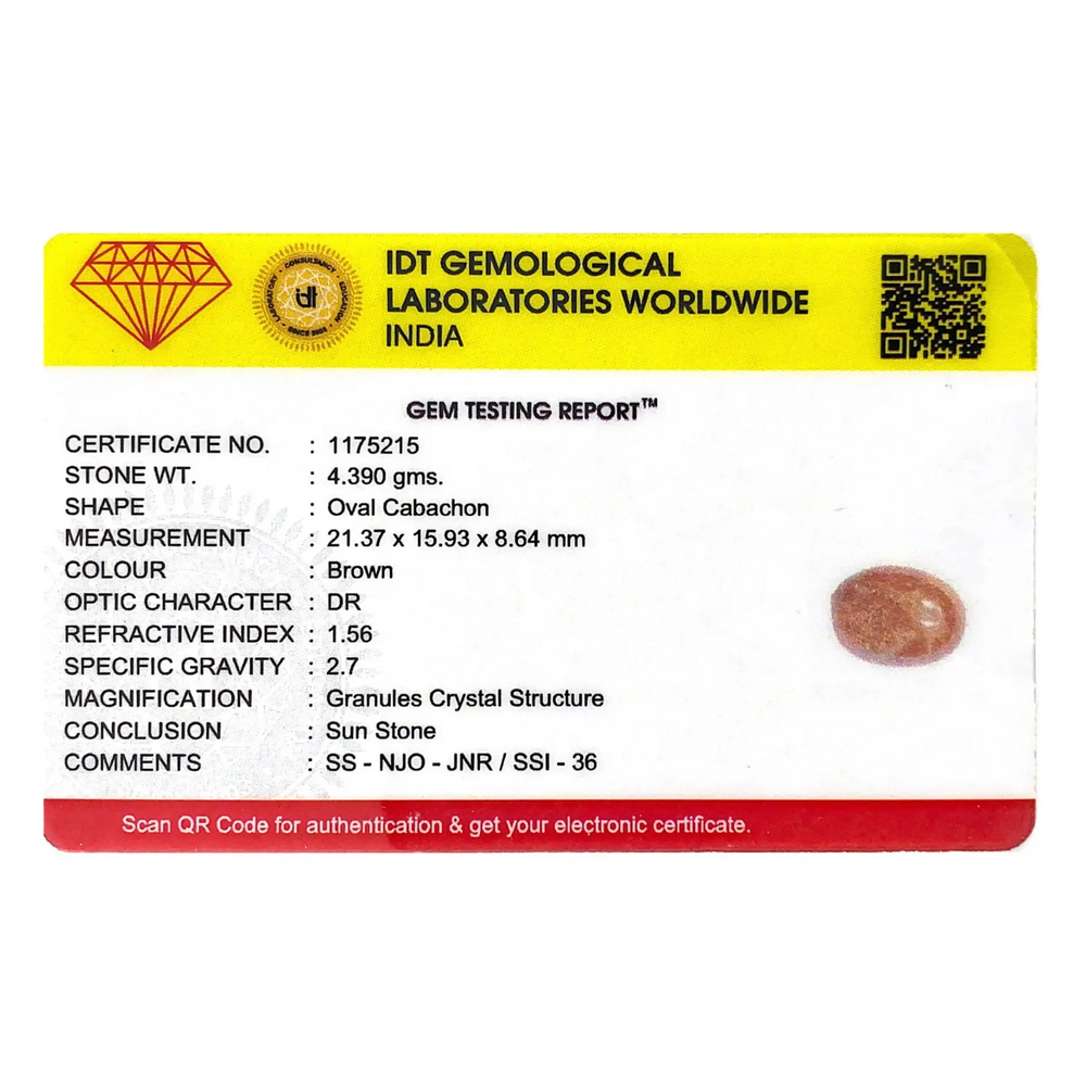 Sun Stone - 21.95 Carat - Pramogh