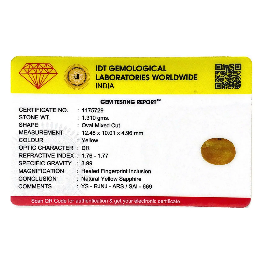 Yellow Sapphire - 6.55 Carat - Pramogh