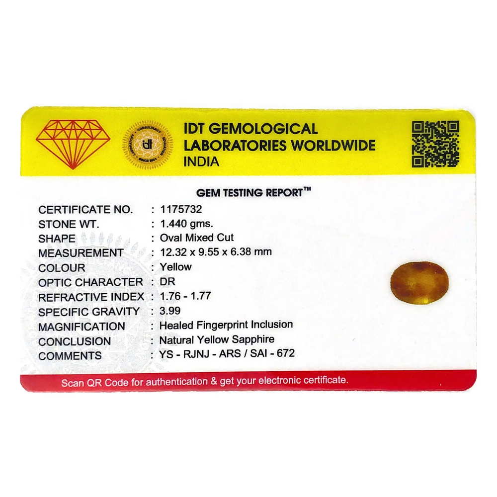 Yellow Sapphire - 7.2 Carat - Pramogh