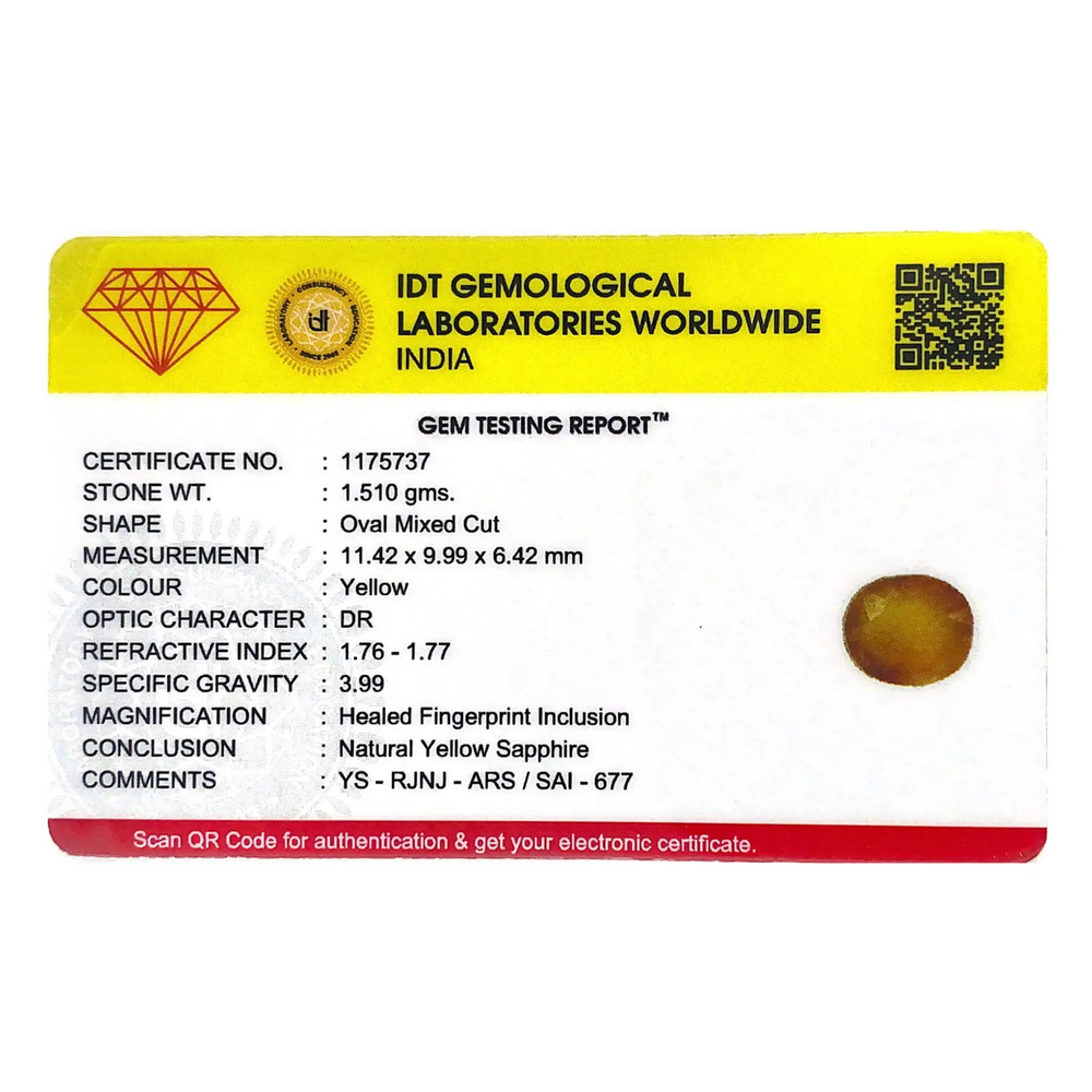 Yellow Sapphire - 7.55 Carat - Pramogh