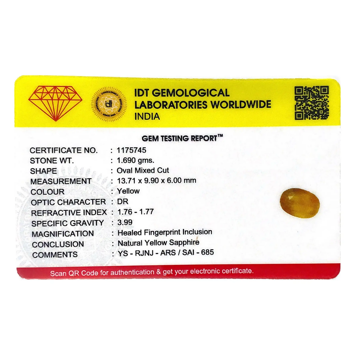 Yellow Sapphire - 8.45 Carat - Pramogh