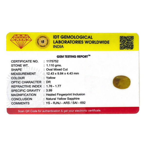 Yellow Sapphire - 5.55 Carat - Pramogh