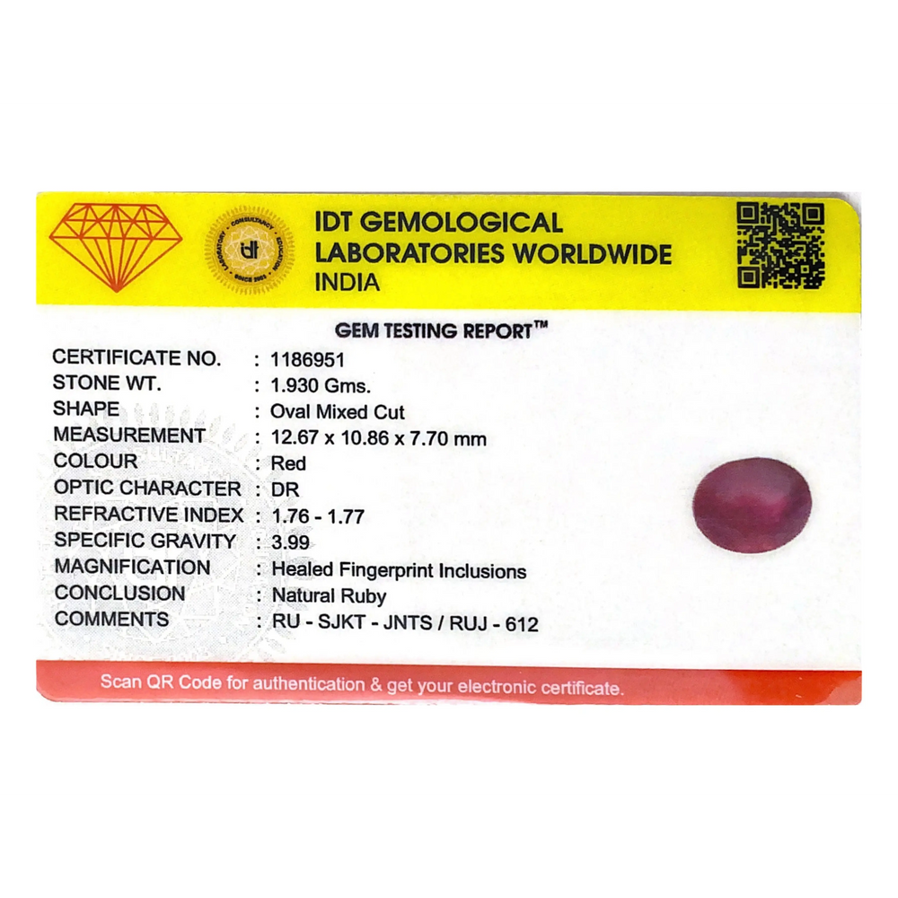 Ruby - 9.65 Carat - Pramogh