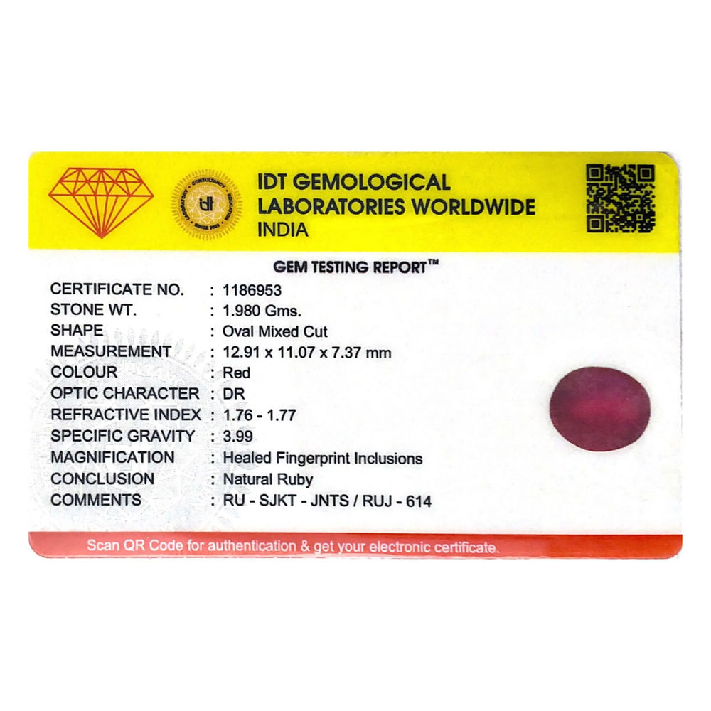 Ruby - 9.9 Carat - Pramogh